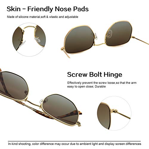 RICH MODE Polarized Hexagon Sunglasses for Women Men Polygon Square Sun Glasses UV400 Protection Metal Frame4