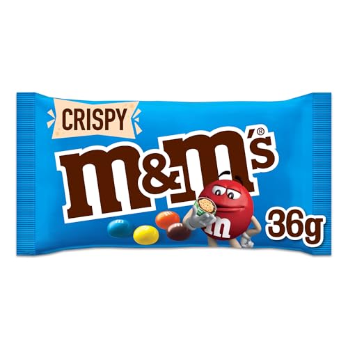 M&M'S Crispy Bulk Box, Milk Chocolate Gifts & Movie Night Snacks, 24 Packs of 36 g