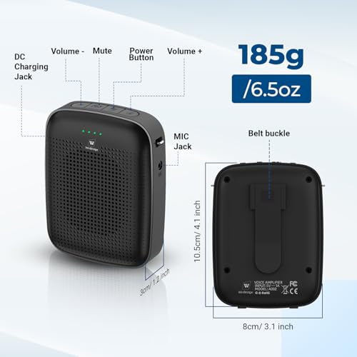 Image of WinBridge Wireless Voice Amplifier for Teachers - 15W Portable Bluetooth Speaker with Wireless Microphone Headset, Mini PA System, Personal Mic for Classroom, Teaching, Training & Public Speaking A002