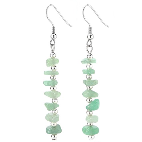 JewelrieShop Birthday Stone Chip Crystal Gemstones Semi Precious Beaded Dangle Earrings, Long with Fish Hook, Hypoallergenic