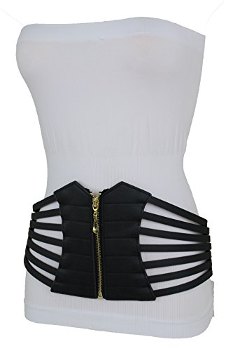 TFJ Women Wide Elastic Corset Belt Hip High Waist Zipper Buckle Size M L