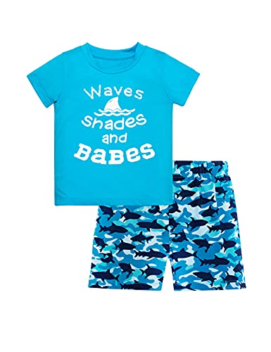 Image of Catmama Baby Boy Girl Clothes Shark Doo Doo Print Romper Tops Outfit Set Cute Bodysuit