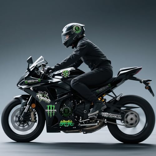 Cretassion Green Reflective Waterproof Stickers Cool for Motorcycle, Motorcycle Helmet, Skateboard, Car and Dirt Bike Motorcycle Decal