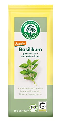 Lebensbaum Basilikum getrocknet & gerebelt, Bio-Gewürz für Tomatensoße, Tomate-Mozzarella & Bruschetta, Basilienkraut zum kochen & würzen, vegan, 15g