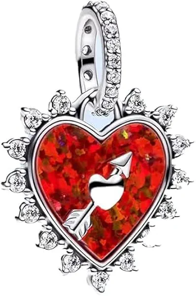 DonBuLa Jewelry Love Mom Luckly Heart Family Bead Dangle Charms for Woman Bracelet Necklace in 925 Sterling Silver with 5A Cubic Zirconia,Mother's Day Birthday Christmas Jewelry Gift for Womens Wife Friend