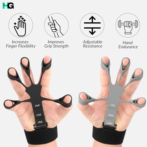 Image of Finger Exerciser for Hand, Finger & Forearm Strength Training with Adjustable Resistance Levels, Ergonomic Finger Loops and Wrist Strap for Grip Workout & Daily Hand Exercise for Men & Women
