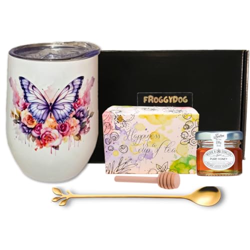 Tea Gift Set with Honey & Insulated Tumbler – Sampler Box with 18...