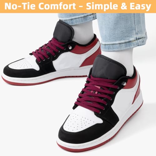 Image of Stepace 2 Pairs Elastic No Tie Shoe Laces for Kids and Adults Sneakers, Stretch Flat Tieless Shoestrings