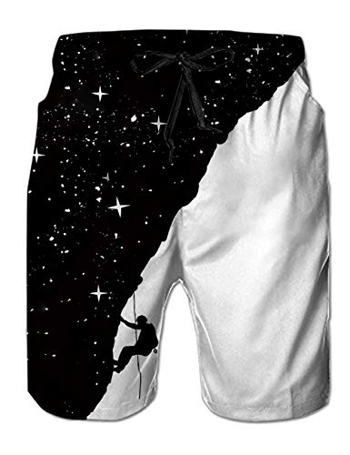 Goodstoworld Men's Board Shorts White Black Swim Trunk Sportwear Summer Bathing Suits Novelty Beach Party Boxer Shorts Briefs with Mesh Lining X-Large