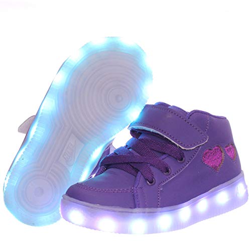 Tenis de Led infantil feminino recarregavel coração lilas