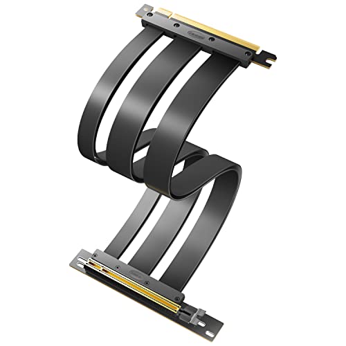 Antec PCI-E 4.0 Riser Cable with Dual Reverse Structure Design, x16 High Speed Flexible Extender Card Extension Port 90 Degree Adapter-Blcak (300 mm)