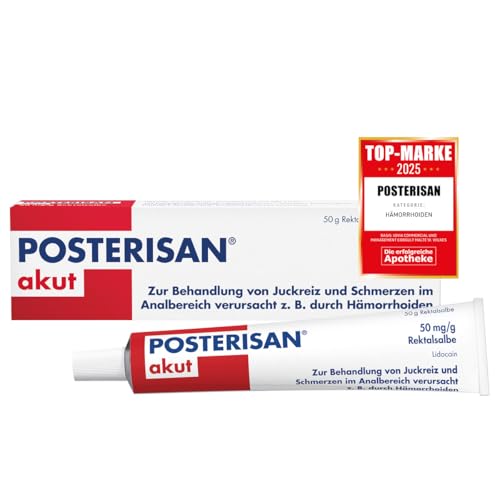POSTERISAN akut Hämorrhoidensalbe 50 mg/g (Lidocain) mit Applikator schnelle Hilfe bei starkem Juckreiz & Schmerzen im Analbereich Rektalsalbe 50 g