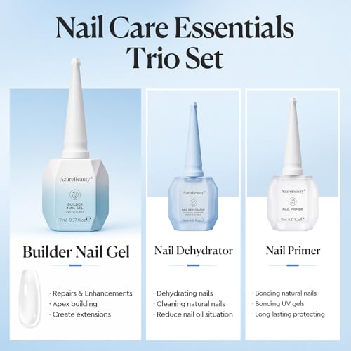 Image of AZUREBEAUTY Nail Primer and Dehydrator with Builder Nail Gel Set, Acid Free