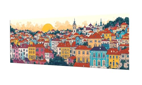 Diamond Painting Ville Lumineuse 5D DIY - Kit Complet Broderie Diamant Grand Format 40x100cm