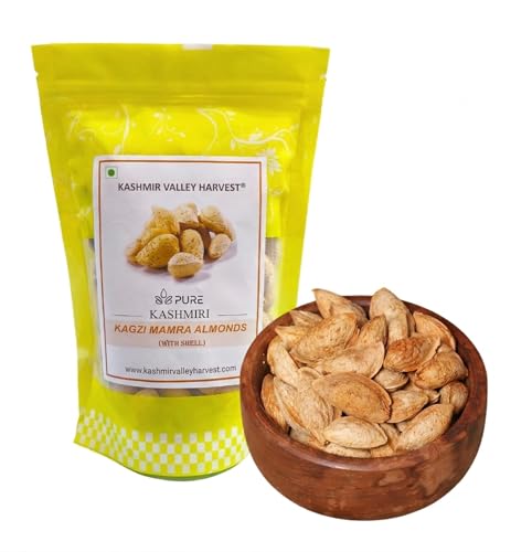 Image of Kashmir Valley Harvest Kashmiri Kagzi Mamra Almonds With Paper Shell - 250g | 100% Natural | Premium Badam in Shell | Authentic | High in Fibre | Boost Immunity | Organic (Pack of 1)
