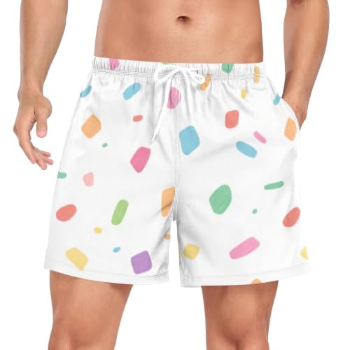 Traje de baño para hombre blanco con dibujos de fuegos artificiales de secado rápido