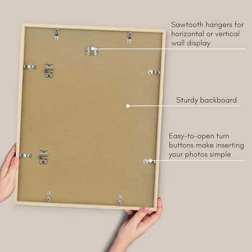 Americanflat 16x20 Picture Frame with Polished Plexiglass - Streamline Collection - Thin Border Picture Frame for Wall Display - Hanging Hardware Included - Natural Oak