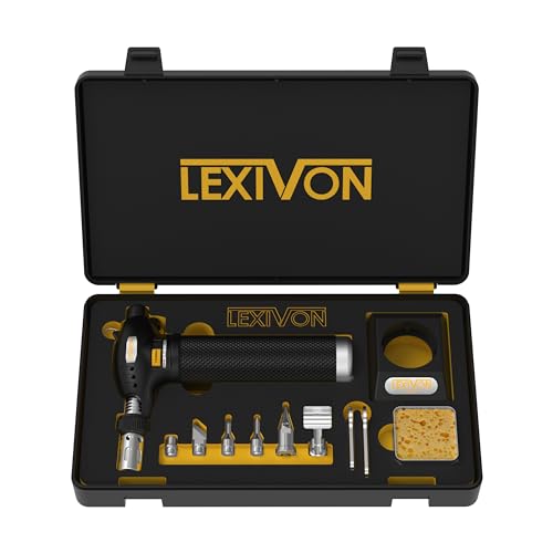 LEXIVON Kit multipropósito soldador de butano | Soldador Premium con auto ignicion de...