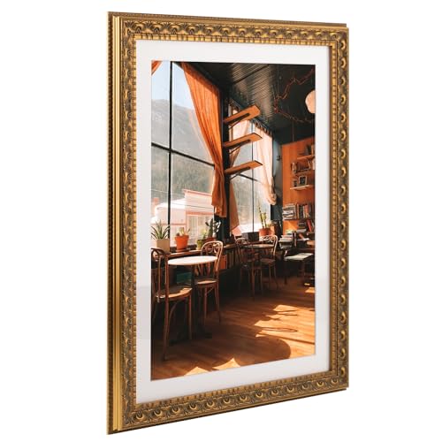Image of Golden State Art, 13X19 Ornate Finish Photo Frame with White Mat for 11X17 Picture & Real Glass, Color: Bronze