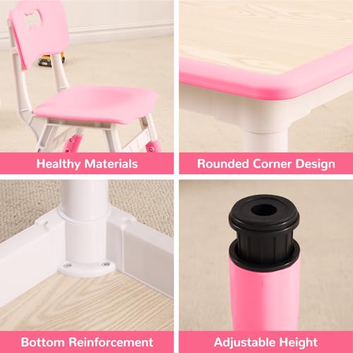 Kids-Table-and-4-Chairs-Set-Height-Adjustable-Desk-for-Ages-2-8Arts-Crafts-TableGraffiti-Desktop-Non-Slip-Legs-Max-300lbs-Children-Multi-Activity-Table-for-ClassroomsDaycaresHome Kids Table and 4 Chairs Set Height Adjustable Desk for Ages 2 8Arts Crafts TableGraffiti Desktop Non Slip Legs Max 300lbs Children Multi Activity Table for ClassroomsDaycaresHome