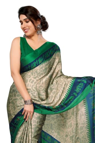Image of MIRCHI FASHION Saree for Woman Chiffon Leaf Printed | Lightweight Daily Wear Comfortable Women's Sari with Blouse Piece (Available in 30 Styles)