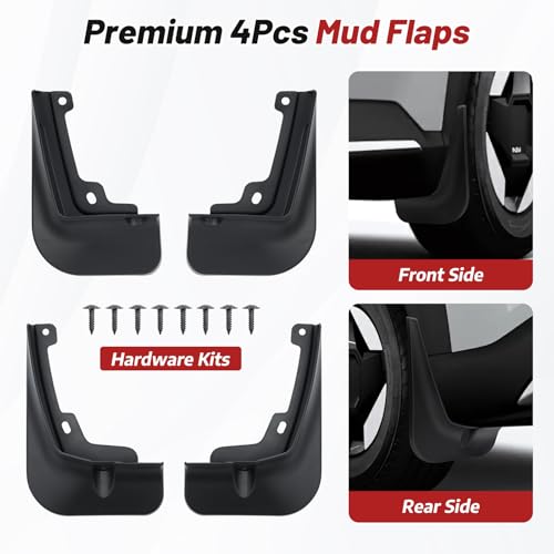 Image of Sunsdrew Mud Flaps for 2024 2025 2026 Kia EV9 Accessories,All Weather Guard EV9 Guards Mudguards,No-Drill Front&Rear 4PCS Mud Flaps Set with Hardware(Without Running Board)