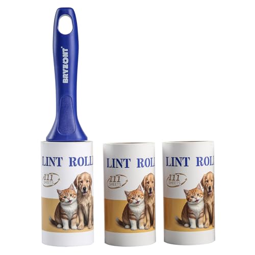 Image of Lint Rollers Sticky Lint Remover 333 Sheets Lint Roller Set of 1 Handle 3 Rollers for Pet Hair Couch Clothes Furniture Carpet Animal Fur Fuzz Debris