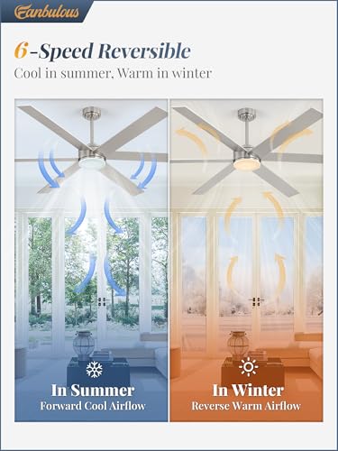 Image of Fanbulous 72 inch Outdoor Ceiling Fans with Lights, Dimmable 3CCT, Nickel