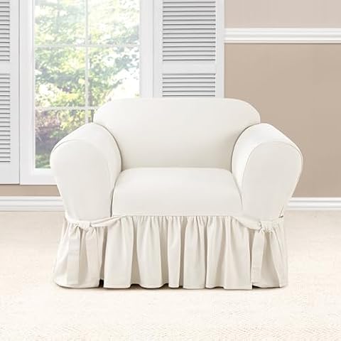 SureFit Essential Twill Ruffled Chair Slipcovers Cover