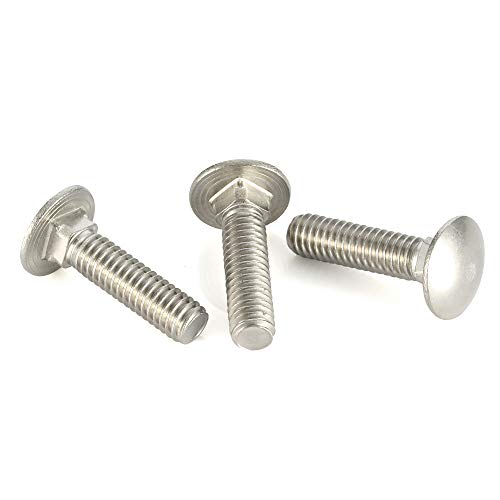 Image of 1 /4-20 x 1-1 /2 inch Carriage Bolts Screws, Stainless Steel 18-8 (304), Round Head, Square Neck, Fully Threaded, 25 PCS