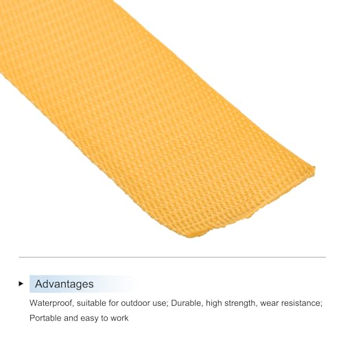 Image of MECCANIXITY Lightweight Polypropylene Webbing Strap 2 inch 10 Yard Backpack Strapping Band Dark Yellow for Outdoor Luggage Cargo Straps