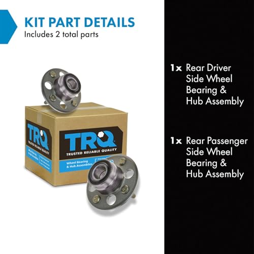 Image of TRQ Rear Wheel Bearing and Hub Assembly Set 2 Piece Compatible with 99-00 Honda Civic Without ABS 96-98 Civic Without ABS 93-97 del Sol S 93-95 Rear Drum Brakes 88-91 88-91 CRX