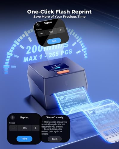 Image of Phomemo Shipping Label Printer with Touchable Screen & Built-in Label Bin | 4x6 Bluetooth Thermal Label Printer, D420D Thermal Printers for Small Business, Compatible with USPS, Tiktok, Amazon