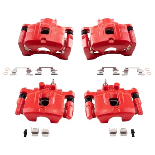 Image of TRQ Performance Front and Rear Brake Caliper Set Coated Brackets Compatible with 2011-2014 Chrysler 200 2007-2010 Sebring 2008-2014 Dodge Avenger 2007-2012 Caliber 2007-2017 Jeep Compass Patriot
