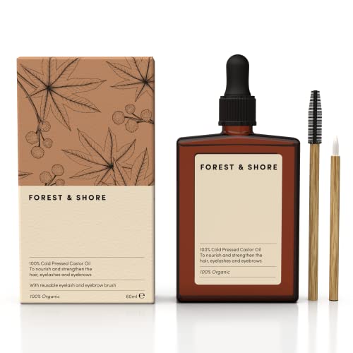 Forest & Shore Castor Oil 100% Natural & Organic for Hair Growth Eyebrows, Eyelashes and Skin Hair Tonic Oil