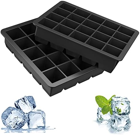 XIYUNTE 2 Packs Silicone Ice Cube Trays, Easy-Release Flexible Ice Cube Moulds, 20-Piece Square Ice Cubs Per Tray, Reusable Food Grade Ice Tray for Freezer, Whiskey, Cocktail and Any Drinks