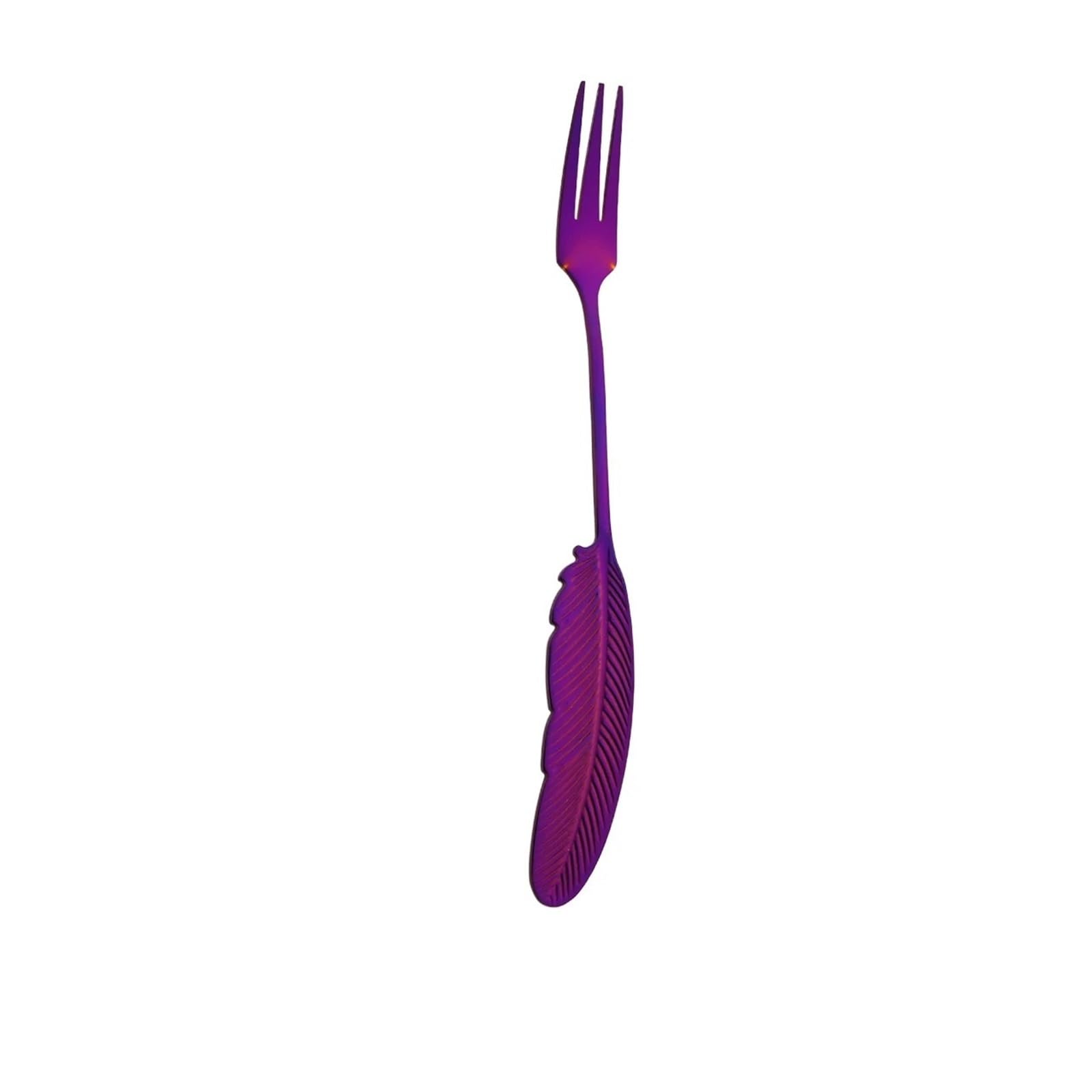 8 Uds. Tenedores dorados for pastel, helado, café, té, tenedor agitador, juego de vajilla, tenedor creativo, cubiertos de cocina de acero inoxidable 304 (Color : 8Pcs Purple Fork)