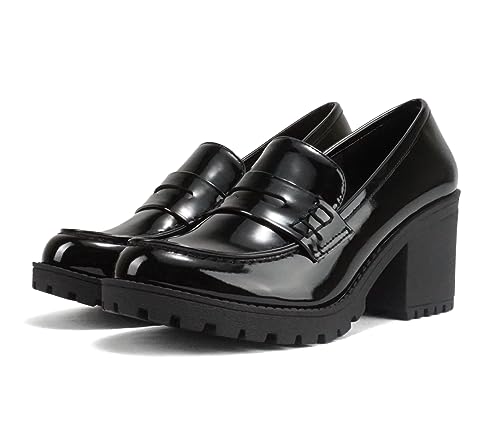 Image of Soda inchKinder inch ~ Women Slip On Chunky Mid Heel Lug Sole Penny Loafer Shoe
