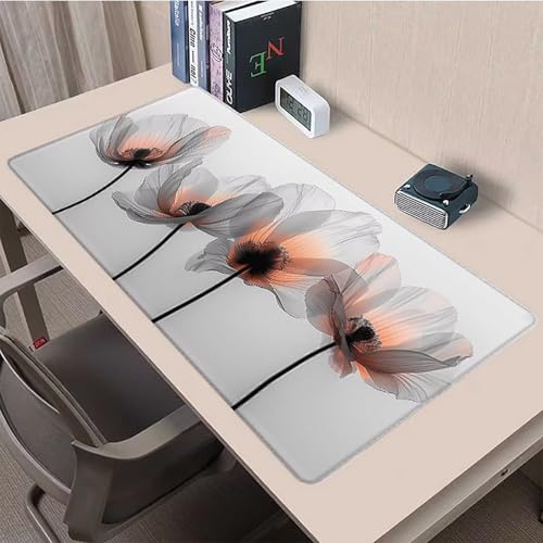 Tapis de souris XXL fleur 800x300mm blanc antidérapant pour bureau - 4