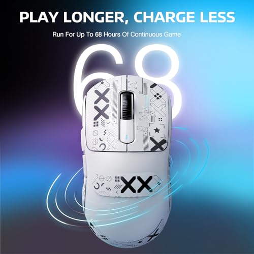 Image of ATTACK SHARK X3 PRO 4K /8K Lightweight Wireless Gaming Mouse with Tri-Mode(Wired /2.4GHz /BT),PAW3395 Optical Sensor,26K DPI,Kailh GM8.0 Switch,Long Battery,7 Buttons for PC /Laptop /Win /Mac(White+Sticker)