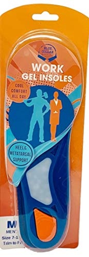 BCO Work Gel Insoles with Metatarsal & Heel Support for Hard Days Work (US Men's 7 to 11.5)