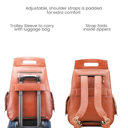 Handmade World Full Grain 18 Inch Leather Laptop Large Backpack Casual Bookbag Daypack Camping Travel Rucksack Knapsack 7