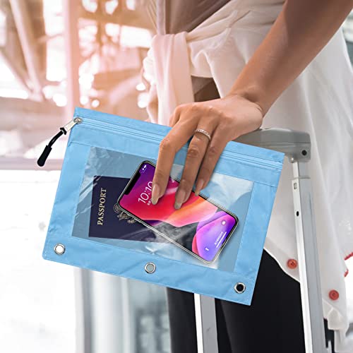 Kbd Pencil Pouch 3 Ring, Zipper Pencils Pouches Case Binder Bags With Clear Window For Storing Stationary, Cosmetic, Cards And Tickets (Blue+Pink) #TOP5