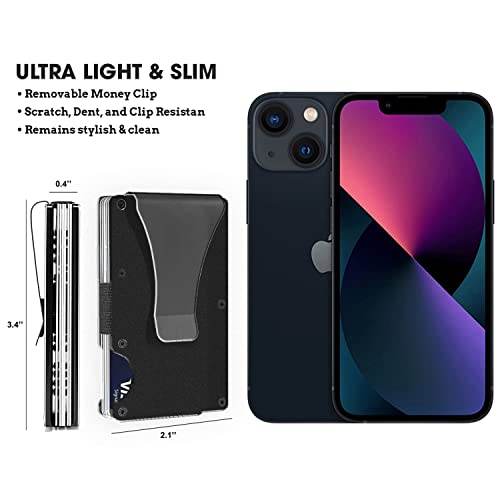 Slim Wallet With Money Clip, US Army Veteran 82nd Airborne Division Military Flag Airborne Division Veteran Retired Gifts Army Infantry Ranger, 3.35 x 2.13, Black, MWL00013