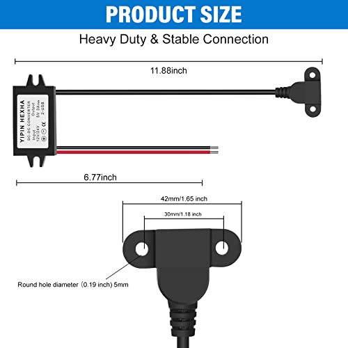 3A 15W DC 12V to 5V USB Female Buck Converter Adapter Step Down Charging Module，USB Female Head with Screw Hole can be Used for Panel Installation4