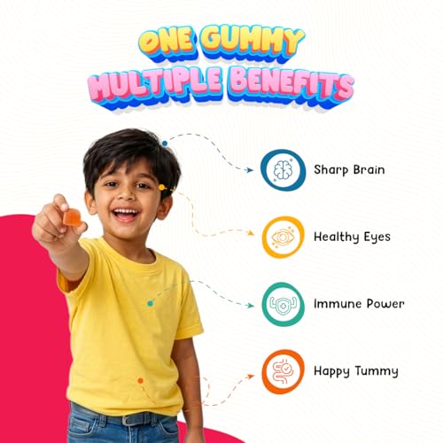 Image of U-VITA Grow Buddy Multivitamin Gummies for Kids (2+ Years) | No Added Sugar | 27 Essential Vitamins, Minerals & Pure herbal extracts | Made in India and Formulated in the UK | 60 Gummies, Assorted
