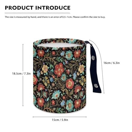 Image of Car Rubbish Bin Portable Waste Basket Can Foldable Auto Waste Storasge Bag Holder with Adjustable Strap for Camping, Travelling, Picnic, Plum Blossom