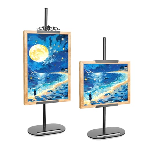 Newzueby Adjustable Tabletop Picture Frame Stand with Removable Decorative Top,Metal Display Easel stand for Photos, Paintings,Signs & Canvas, Desktop Picture Holder for Frames up to 29.8" H (1 PACK)