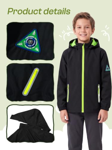 Image of SaphiRose Kids Waterproof Rain Jacket Mesh Lined with Removable Hood
