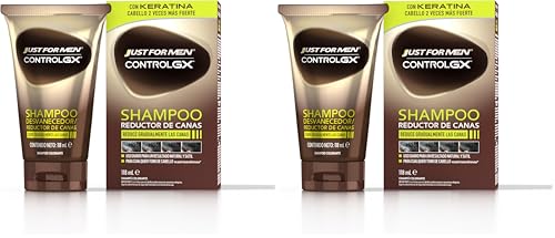 Just For Men Control GX Champú Reductor de Canas para Hombre, Reduce Las Canas Gradualmente en Cada Lavado, Con Aceite De Coco Y Aloe Vera, Para Todos Los Tonos, 118ml (Paquete de 2)